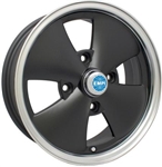 EMPI 4-Spoke Wheel, Matte Black w/Polished Lip, 15 x 5.5", 4 x 130mm, EACH, 10-1092