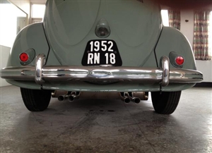 Vintage Speed Stainless Steel Abarth Style Muffler (Exhaust Outlets BELOW Rear Apron), 25hp and 36hp Engines in Beetle and Karmann Ghia, 155-201-45100