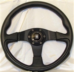 Nardi Challenge 350 Steering Wheel, 13.75", 3 Black Spokes w/Black Leather Grip