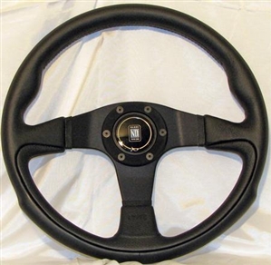 Nardi Challenge 350 Steering Wheel, 13.75", 3 Black Spokes w/Black Leather Grip