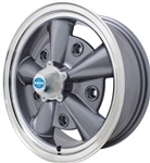 EMPI 5-Rib Wheel, Anthracite w/Polished Lip, 15 x 5.5", 5 x 205mm, EACH, 9750