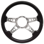 Volante S9 Premium Steering Wheel (9 Bolt Pattern), 14", Blackwood Grip, Polished Aluminum 4 Spoke with Holes, ST3081