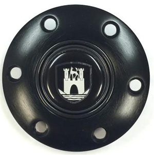 Volante Steering Wheel Horn Button, Wolfsburg (Castle Style), Fits 6 Bolt Volante S6 Sport Steering Wheels, STH1041-BLACK