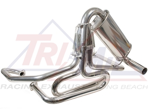 Tri-Mil Off-Road Racing Exhaust System, 1 1/2" Tubing, Bobcat Style wQuiet Pack, Raw or Ceramic Finish, 3101-QP