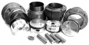 Piston & Cylinder Set, 98mm Bore x 66-76mm Strokes, 24mm Wrist Pin, FORGED JE Pistons and Biral Aluminum Cylinders, Type 4, VW9800T4B-JE