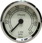 VDO Tachometer, Royale, White Face, 7000 RPM, 3 1/8"
