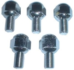 Chrome Lug Bolts (Wheel Bolts), 12 x 1.5mm Thread, 15mm Long (Fits Steel Wheels), Ball Seat, Set of 5, 9564
