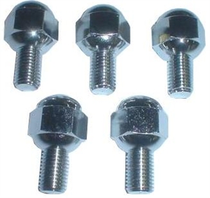 Chrome Lug Bolts (Wheel Bolts), 12 x 1.5mm Thread, 15mm Long (Fits Steel Wheels), Ball Seat, Set of 5, 9564