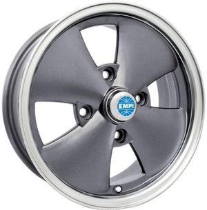 EMPI 4-Spoke Wheel, Anthracite w/Polished Lip, 15 x 5.5", 4 x 130mm, EACH, 10-1093