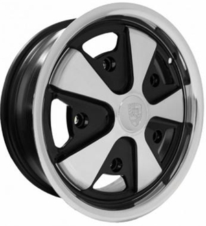 EMPI Fuchs Wheel, Black and Polished, 15 x 5.5", 5 x 205mm, EACH, 10-1110