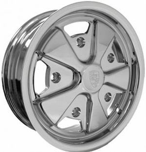 EMPI Fuchs Wheel, All Chrome, 15 x 4.5", 5 x 205mm, EACH, 10-1109