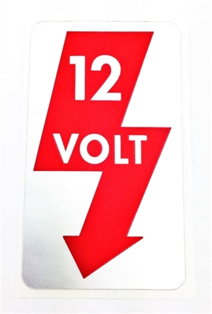 Red Lightening Bolt “12 Volt” Decal for Door Pillar