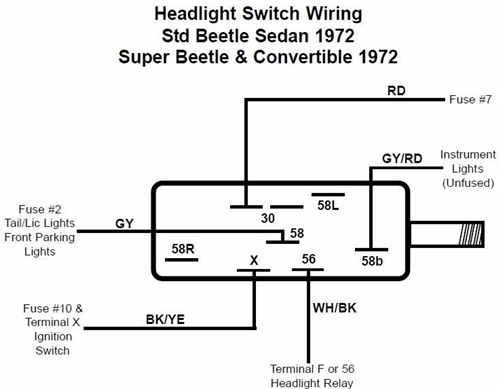 Headlight Switch, 1971-77 VW Beetle, Ghia, and Type 3, 1971-72 Super
