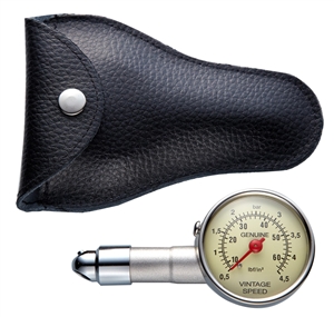 Vintage Speed Tire Pressure Gauge (Black Leather Case Included), 155-950-00100