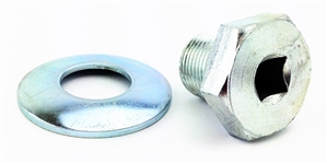 Stock Style Broached Pulley Nut and Washer (Crankshaft Pulley Bolt), Zinc Plated