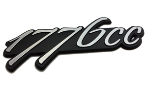 "1776CC" Emblem, Satin Black with Brushed Silver Numbers, Stick On