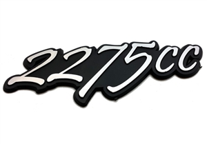 "2275CC" Emblem, Satin Black with Brushed Silver Numbers, Stick On