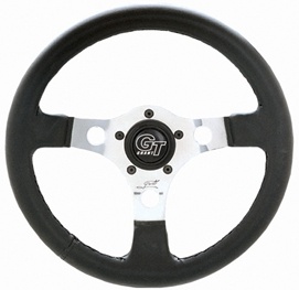 GT Formula 13" Steering Wheel, 3 Silver Spokes w/Black Grip