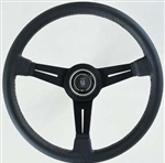 Nardi Classic 330 Steering Wheel, 13", 3 Black Spokes w/Black Leather Grip with White Stitching