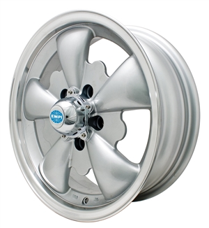 EMPI GT-5 Wheel, Silver w/Polished Lip, 15 x 5.5", 5 x 112mm, EACH, 9695