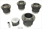 94 x 76-84mm (94 "B") Piston Set, Pistons, Wrist Pins, Piston Rings, and Pin Clips, Set of 4, Forged Slipper Skirt, AA Brand, Type 1, 2, and 3, VW9400T1SPF