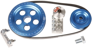 SCAT Serpentine Belt and Pulley Kit, 6 3/4", Satin, Black, Blue, or Red