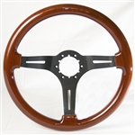 Volante S6 Sport Series Steering Wheel (6 Bolt Pattern), 14", Wood Grip, 3 Slotted Black Spokes, ST3027B