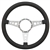 Volante S9 Premium Steering Wheel (9 Bolt Pattern), 14", Black Leather Grip, Polished Aluminum 3 Spoke with Holes, ST3056