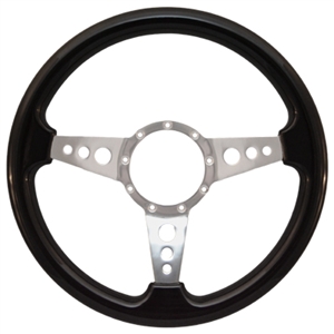 Volante S9 Premium Steering Wheel (9 Bolt Pattern), 14", Blackwood Grip, Polished Aluminum 3 Spoke with Holes, ST3075