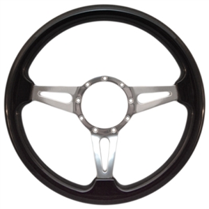 Volante S9 Premium Steering Wheel (9 Bolt Pattern), 14", Blackwood Grip, Polished Aluminum 3 Spoke with Slots, ST3077