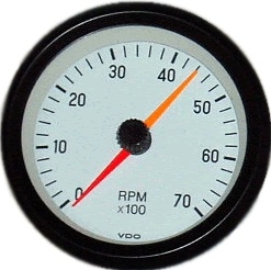 VDO Tachometer, Cockpit, White Face, 7000 RPM, 3 3/8