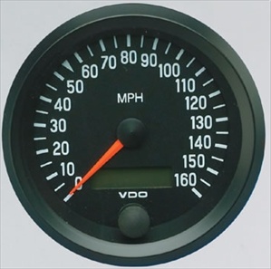 VDO 160mph Speedometer, Cockpit, Black Face, 3 3/8"