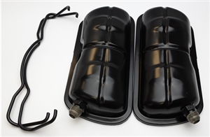 Vented Valve Covers with Bails, Powder Coated Black, Stock Type 1 Based Engines AND Waterboxer, -8 Fittings, PAIR